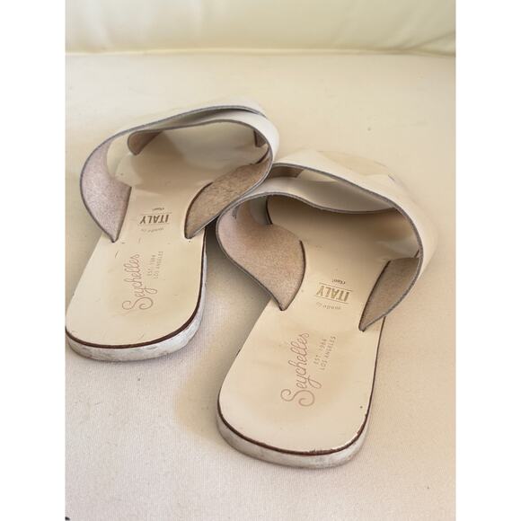 Seychelles Chai Slide Sandals 6.5 White Leather Travel Resort Beach Square - Picture 3 of 5